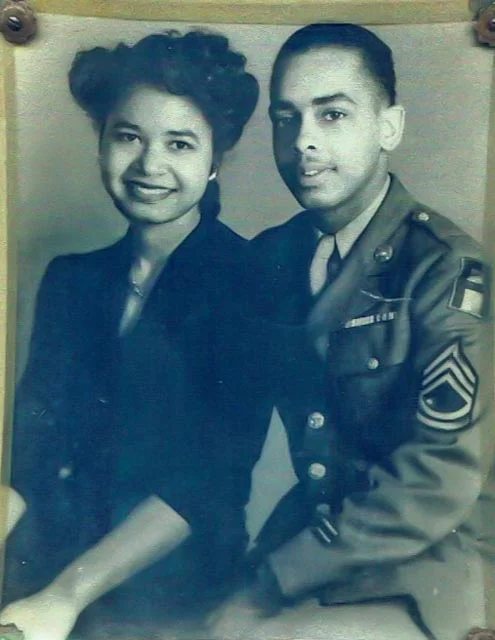 Allen Jay Coles, Jr., married his sweetheart Marion while on furlough in December 1944, after the Normandy campaign. 