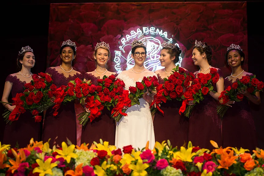 Rose Queen Louise Siskel with her Royal Court (Photo/Keith Birmingham, Pasadena Star News)