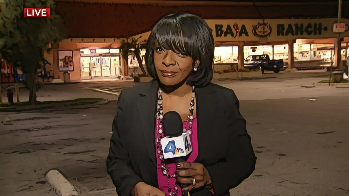 NBC4 Los Angeles reporter Beverly White (Photo / NBC4, illustration Doug Forbes)