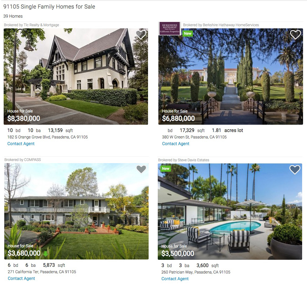A small sampling of Pasadena’s high-end real estate market (Realtor.com)