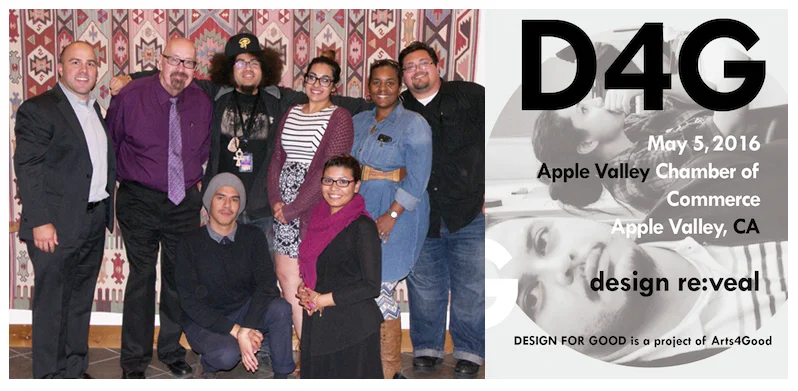 Matthew Madrid, President of the Art Institute of California - Inland Empire with faculty members Frank Houlihan and Adrienne Martin celebrating alongside students in D4G 2016 .