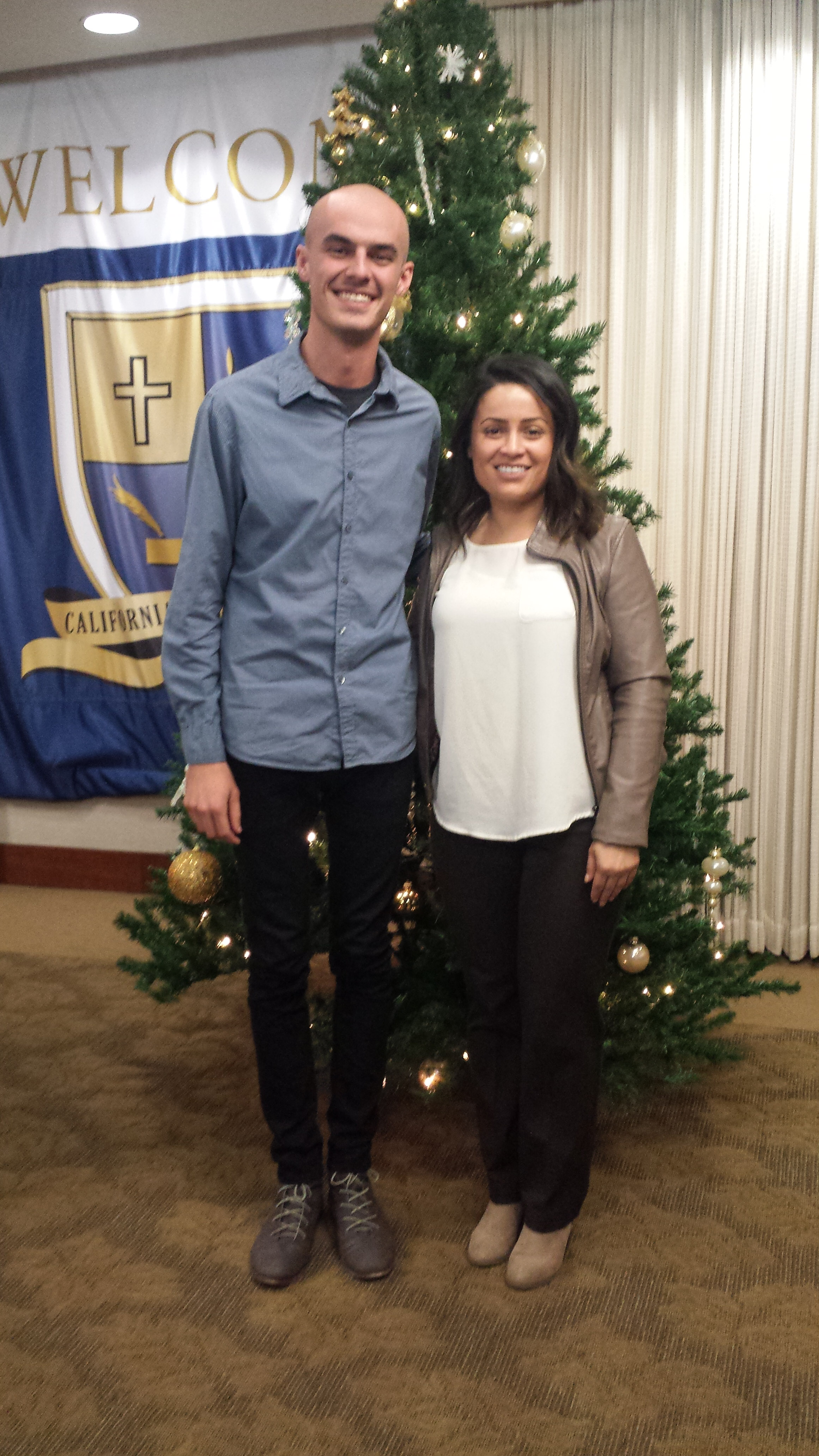  Stephanie Avila, director of Childhood Cancer Foundation of Southern California and Caleb Bol of Cal Baptist University. 