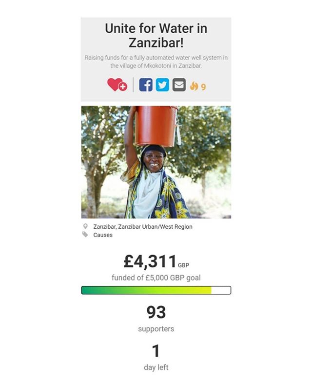 After a Ramadhan long campaign we have hit 87% target to fund TWO WATER WELLS in Zanzibar! This is an incredible opportunity to impact more than 1000 souls across two communities. It is also an ongoing charitable investment which will continue benefi