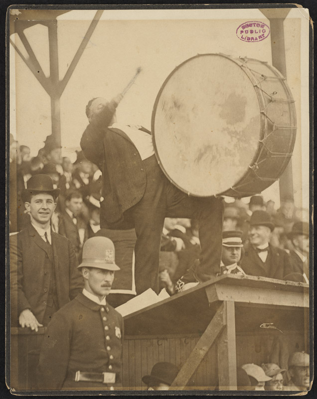 Royal Rooter beating a drum, 1903 World Series