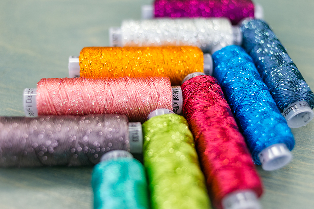 Closeup There Are Lots Of Colorful Spools Of Thread Thick Sewing