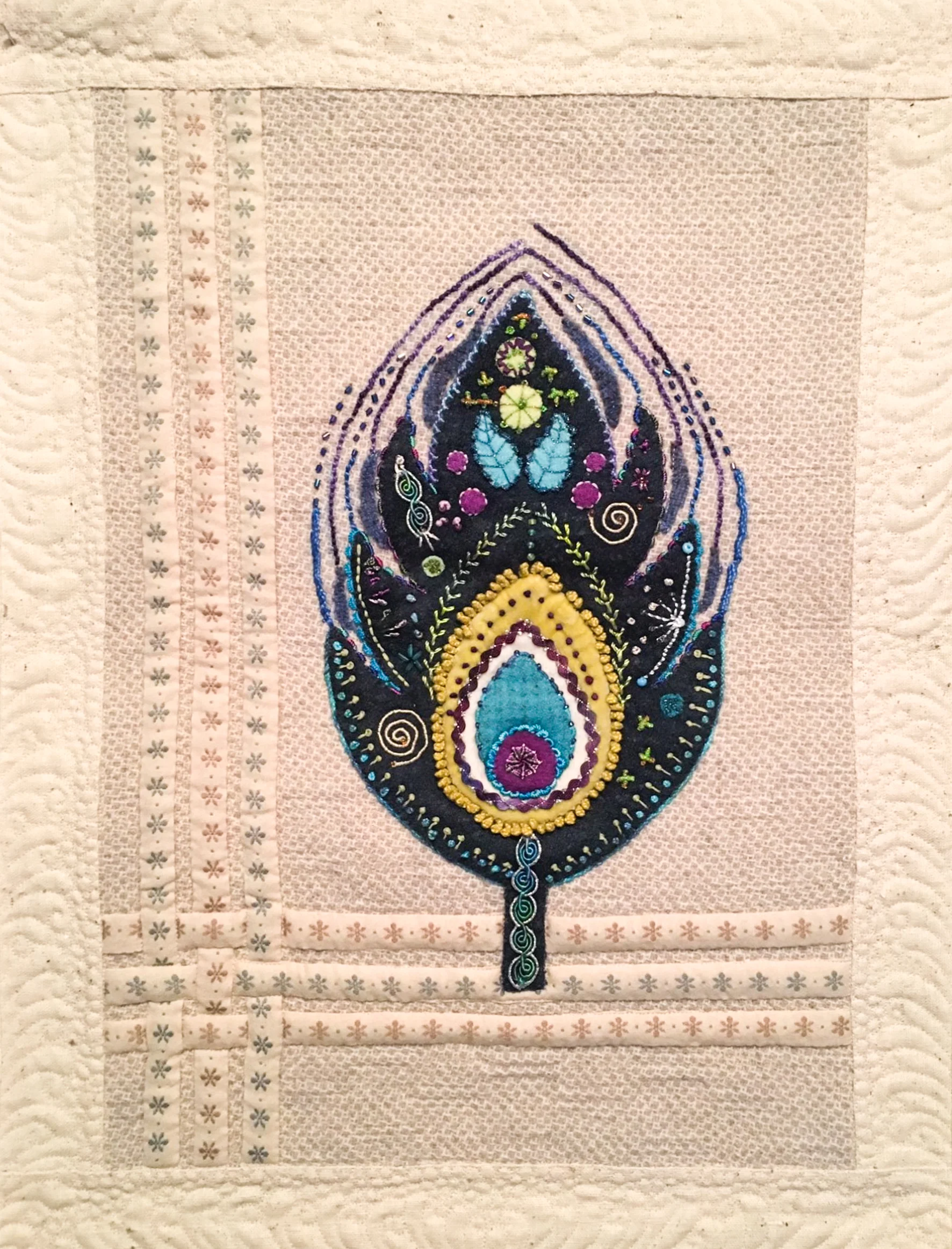 Peacock Feather By Kerry Karram Using #3 and #5 Eleganza™, and Razzle™