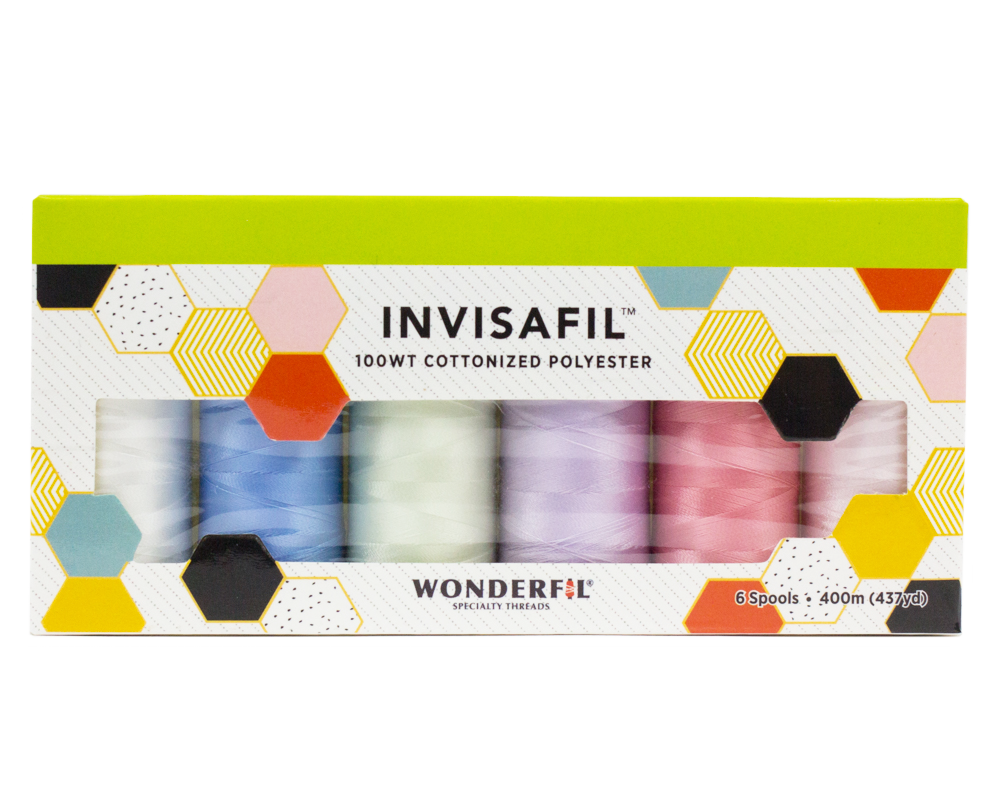 WonderFil Off White 400m Specialty Threads InvisaFil 100wt 2-Ply Cottonized Soft Polyester Silk-Like Thread for Fine Sewing 
