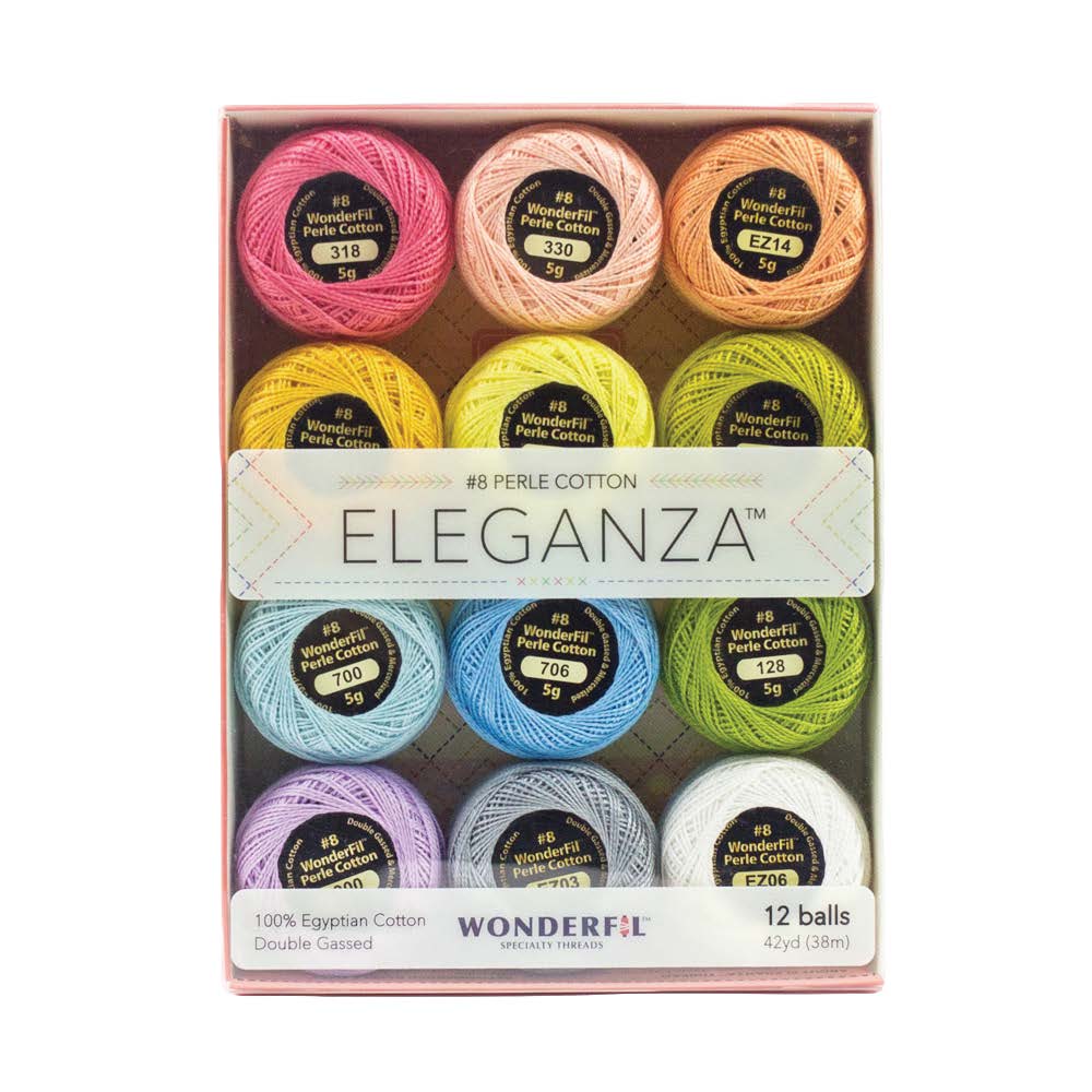 8 Wt Eleganza Perle Cotton Perle Cotton EZ02 Wonderfil Perle Cotton 42 yard Ball for Hand Embroidery & Quilting