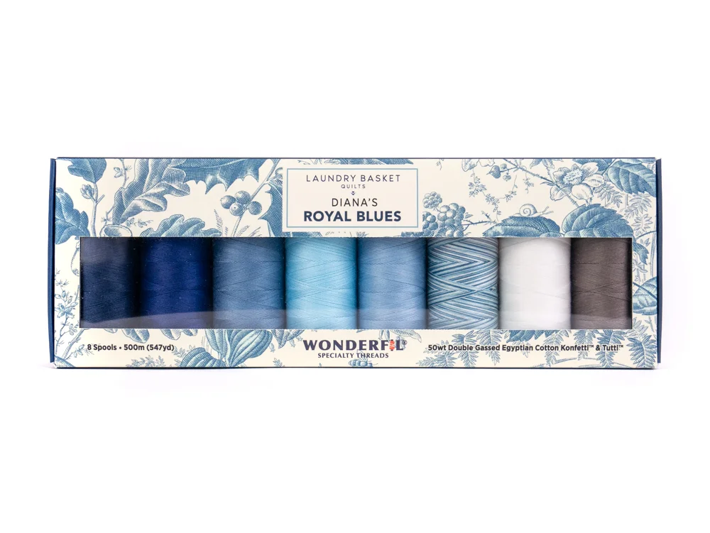 50wt double gassed Egyptian cotton WonderFil Specialty Threads Konfetti Thread Peacock Blue