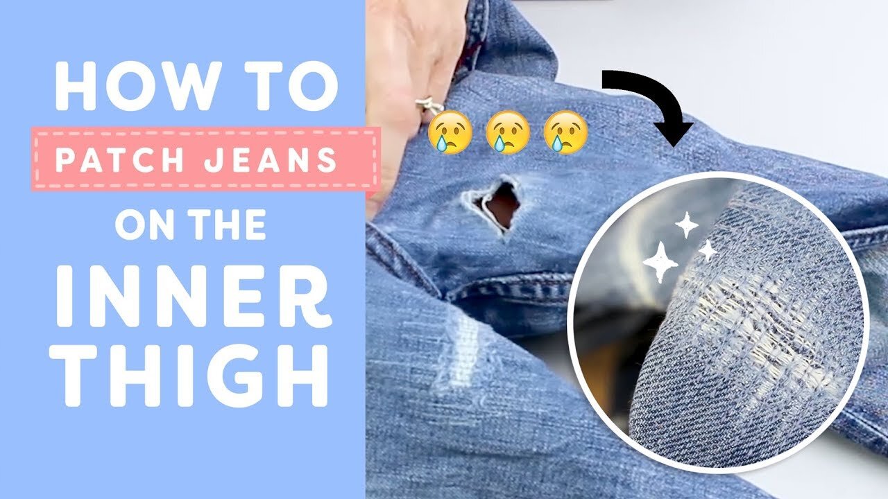 How to ✂️Patch Jeans✂️ on the Inner Thigh 