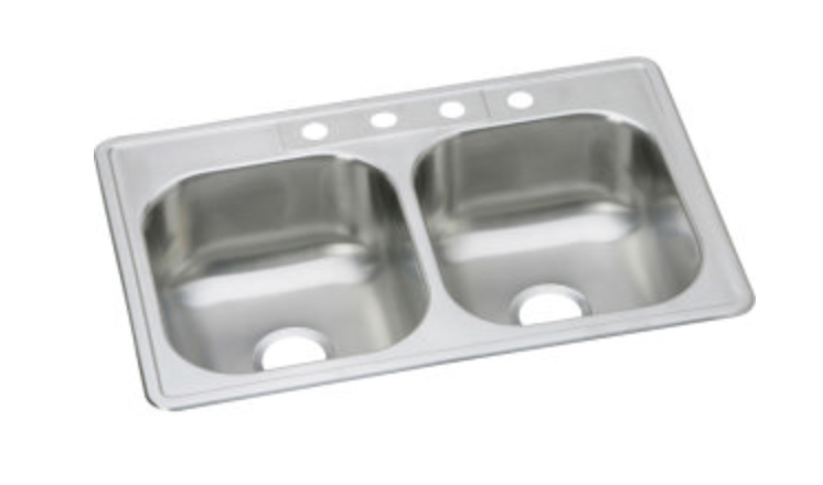 Elkay Dayton 33" Double Basin Drop-In Kitchen Sink 4 Faucet Holes