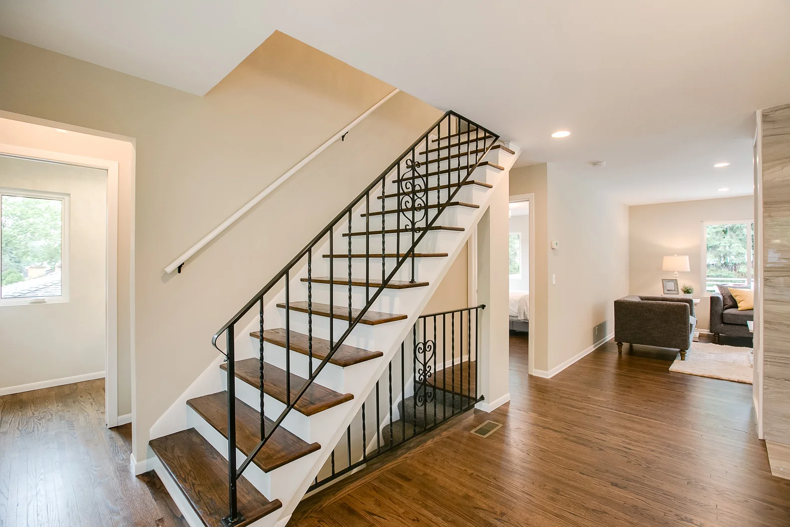 enameled railing, stair skirting, and stair risers