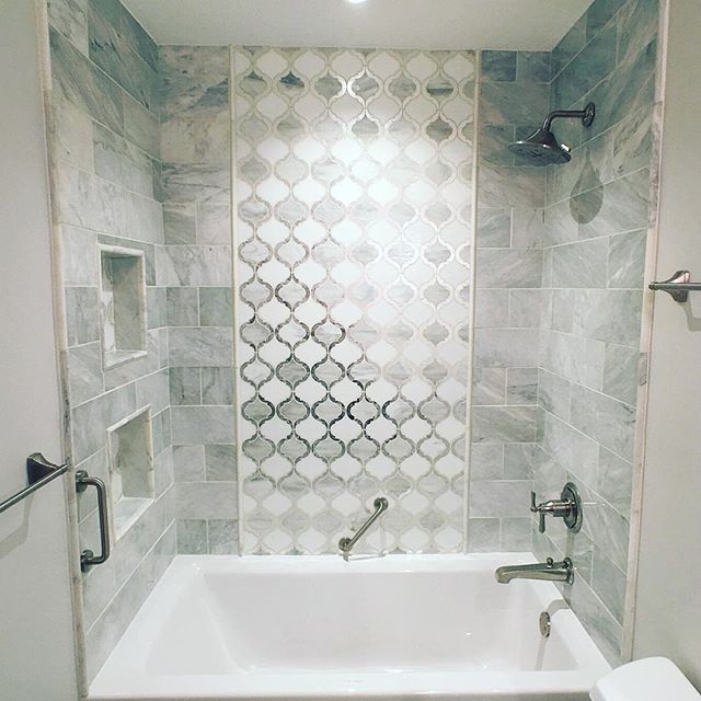 Have you ever seen tile that took your breath away? 😍 ⠀
⠀
Our client&rsquo;s didn&rsquo;t want their &ldquo;basic&rdquo; bathroom to look basic anymore, I think they accomplished that goal!