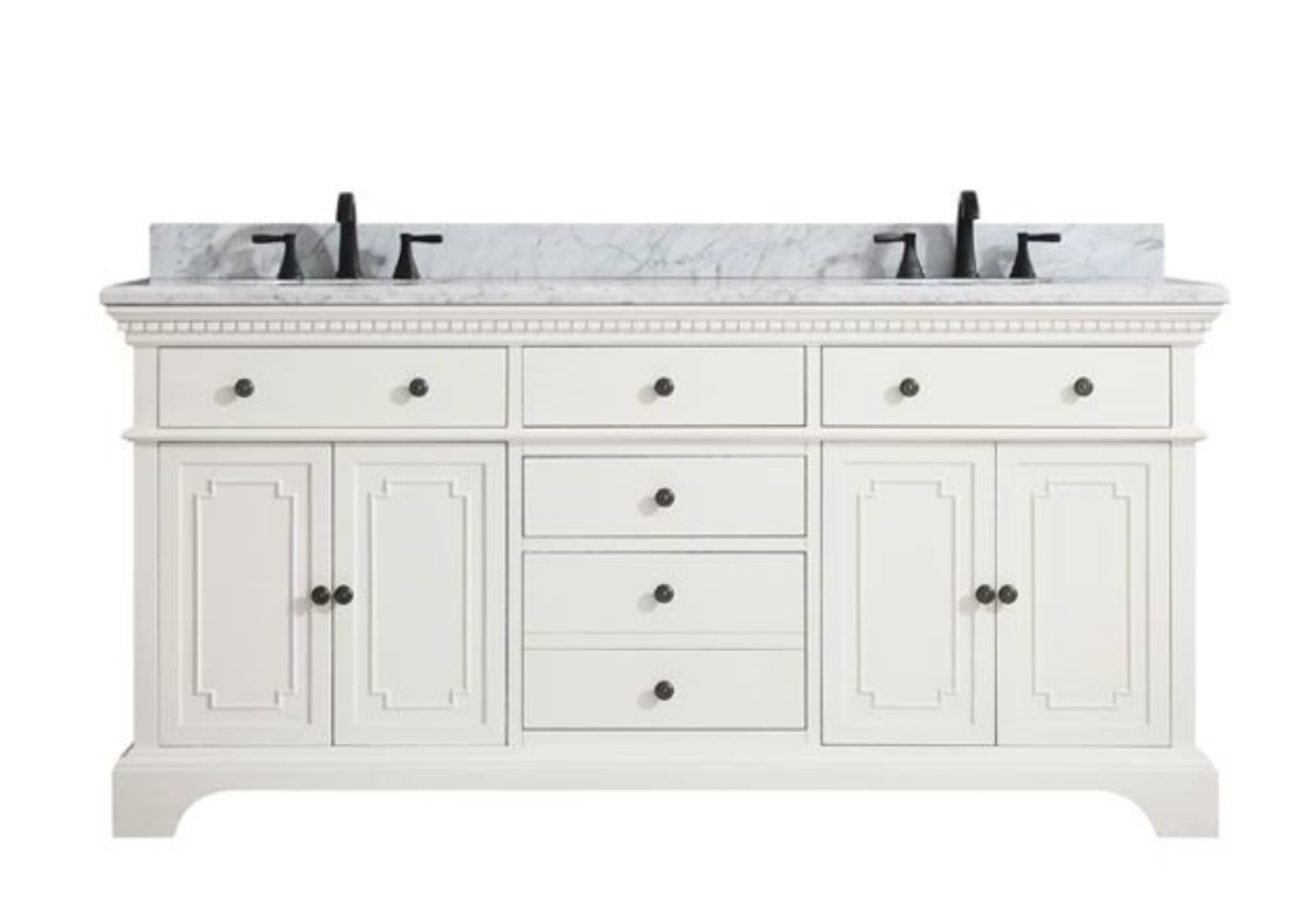 Ruthann Marble Top 73" Double Bathroom Vanity Set, $1879
