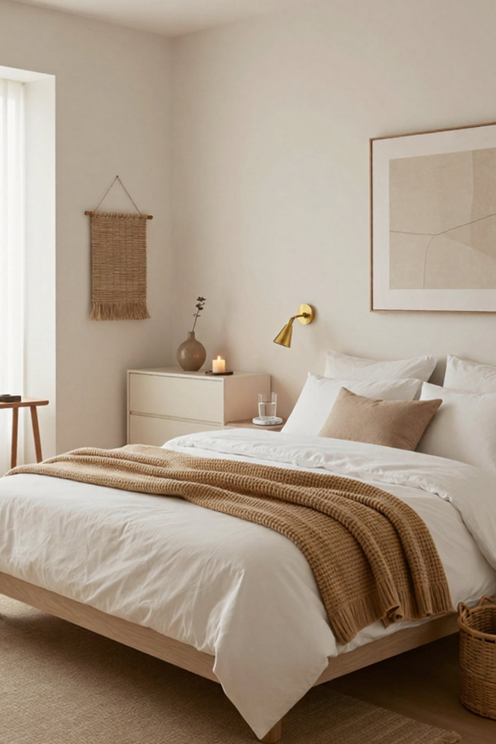 Cozy Minimalist Bedroom Inspiration - Bed and Headboard