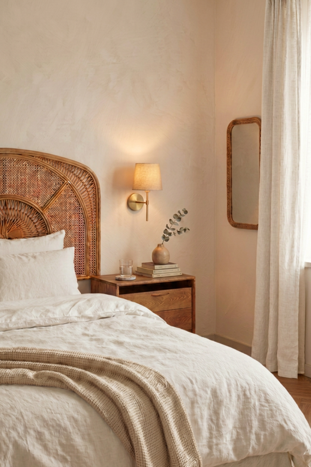 Cozy Minimalist Bedroom Inspiration - Nightstand and Bedside table decor ideas