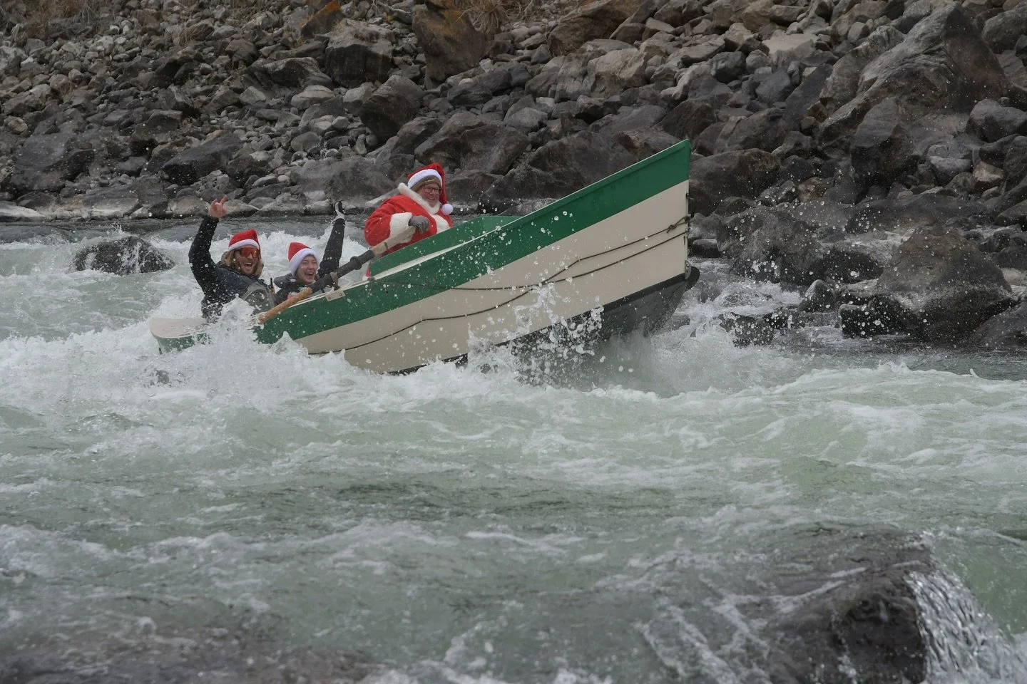 Due to high winds, Santa had to pivot from reins to oars.

The reindeer are doing just fine. Grazing with elk and antelope while Santa drops into Yankee Jim Canyon and rows the Yellowstone the way it&rsquo;s always been done when conditions decide.

