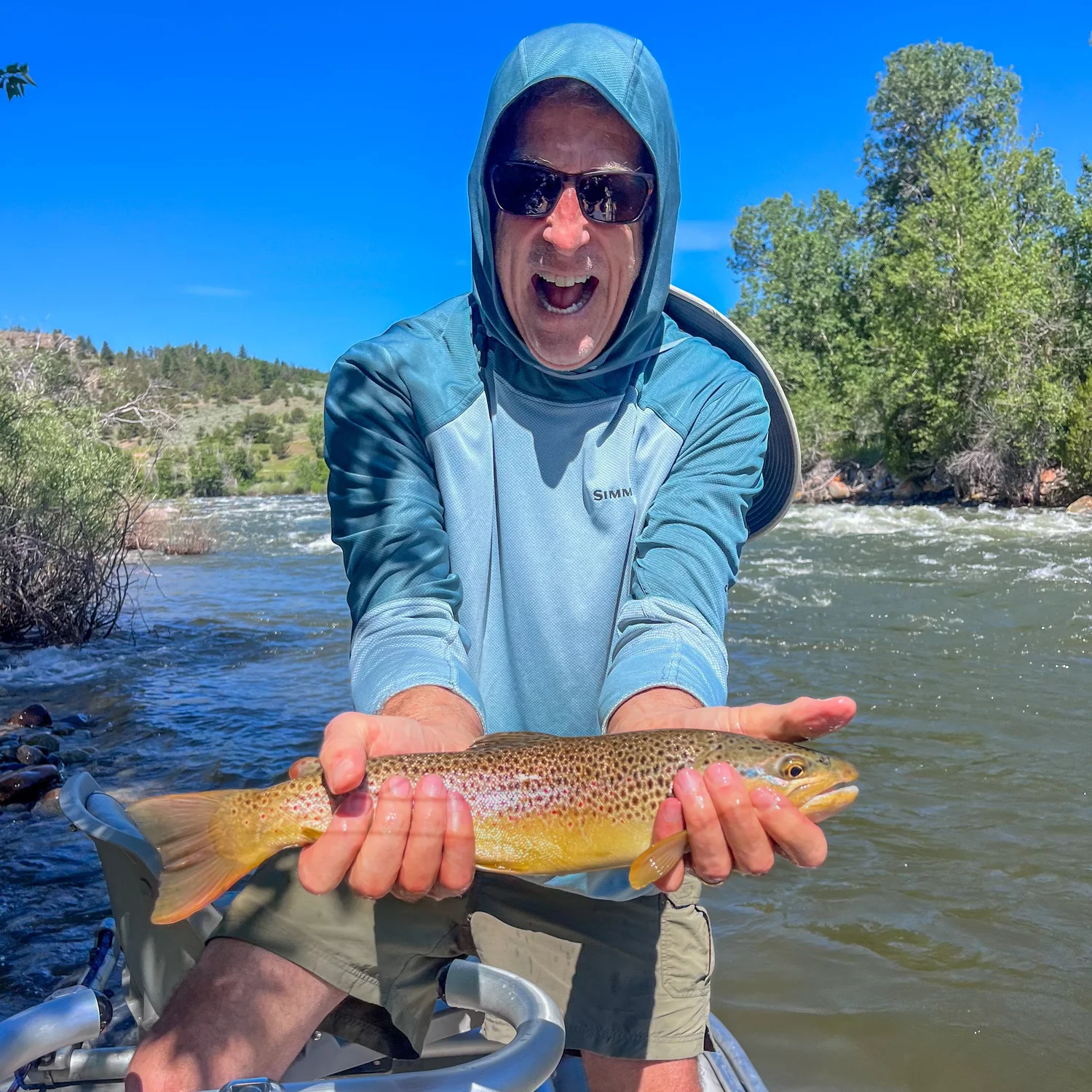 Boulder River near Big Timber Montana showing rocky freestone water best fished from a raft