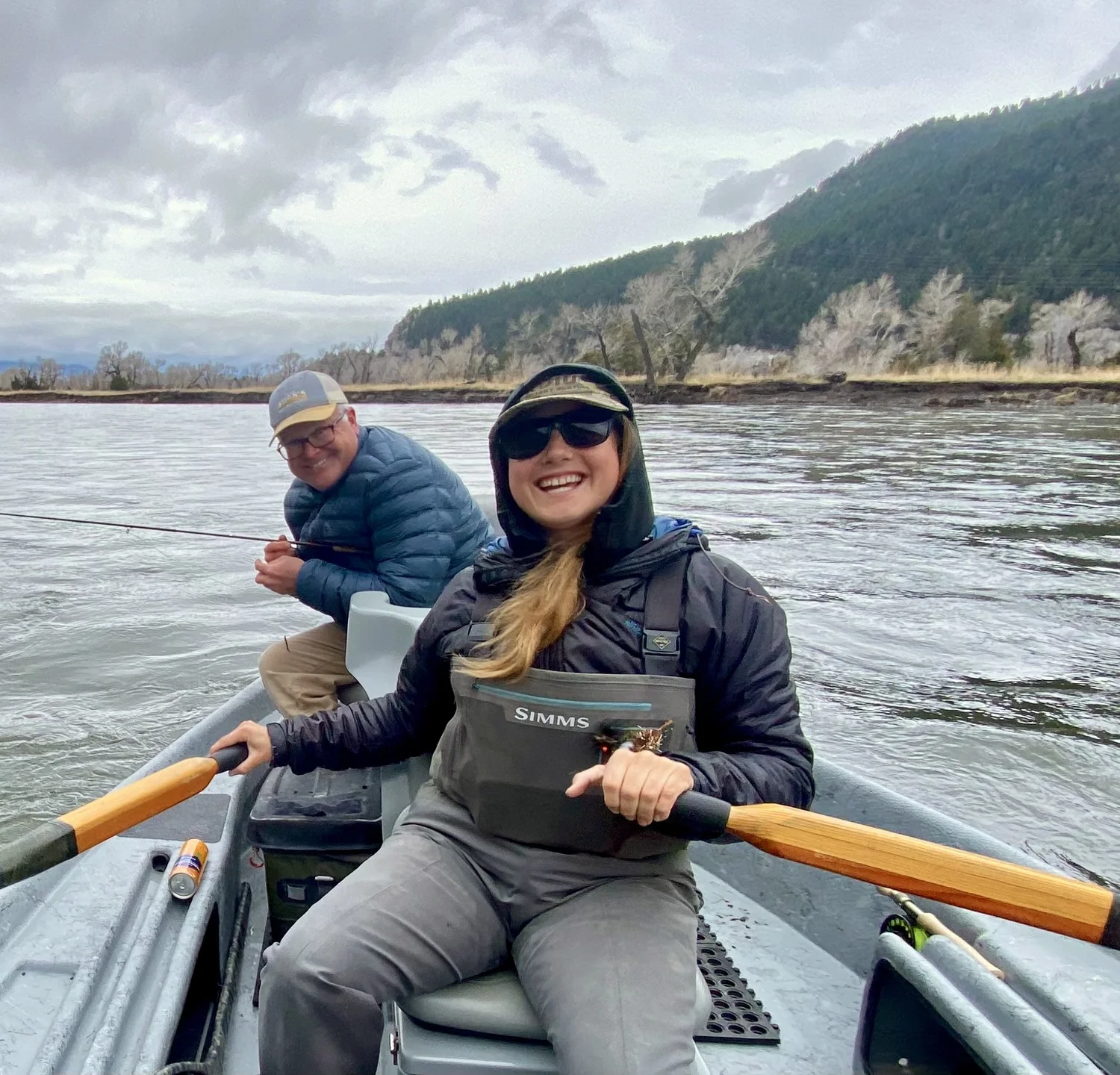 Hyde drift boat used for rowing instruction on the Yellowstone River in Montana