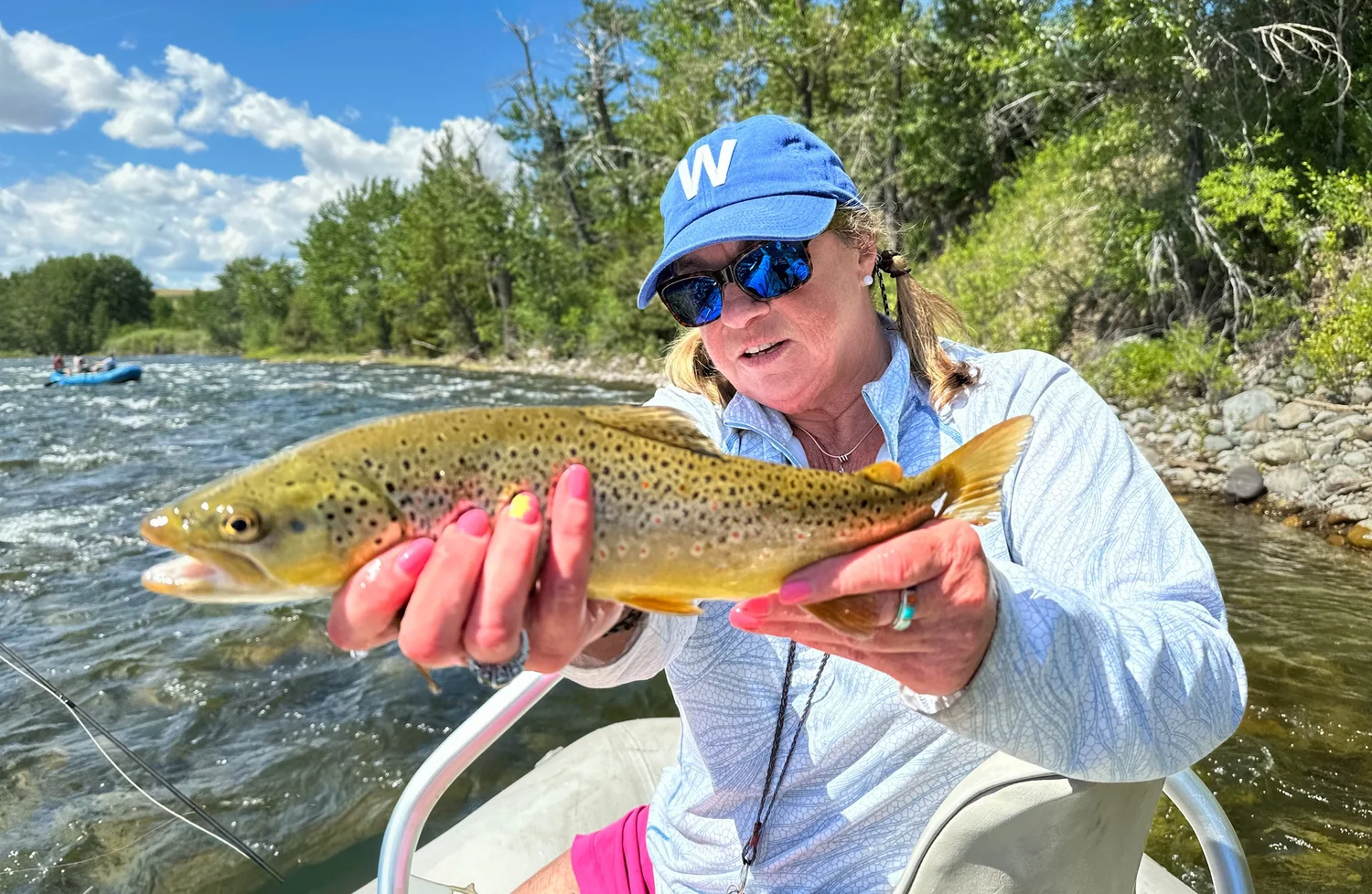 Boulder River fly fishing near Big Timber Montana with raftable summer flows and clear freestone pocket water