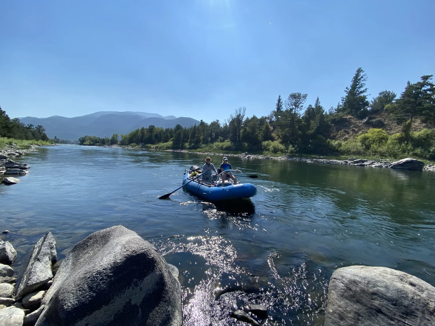 NRS raft with fishing frame used for rowing instruction on Montana rivers