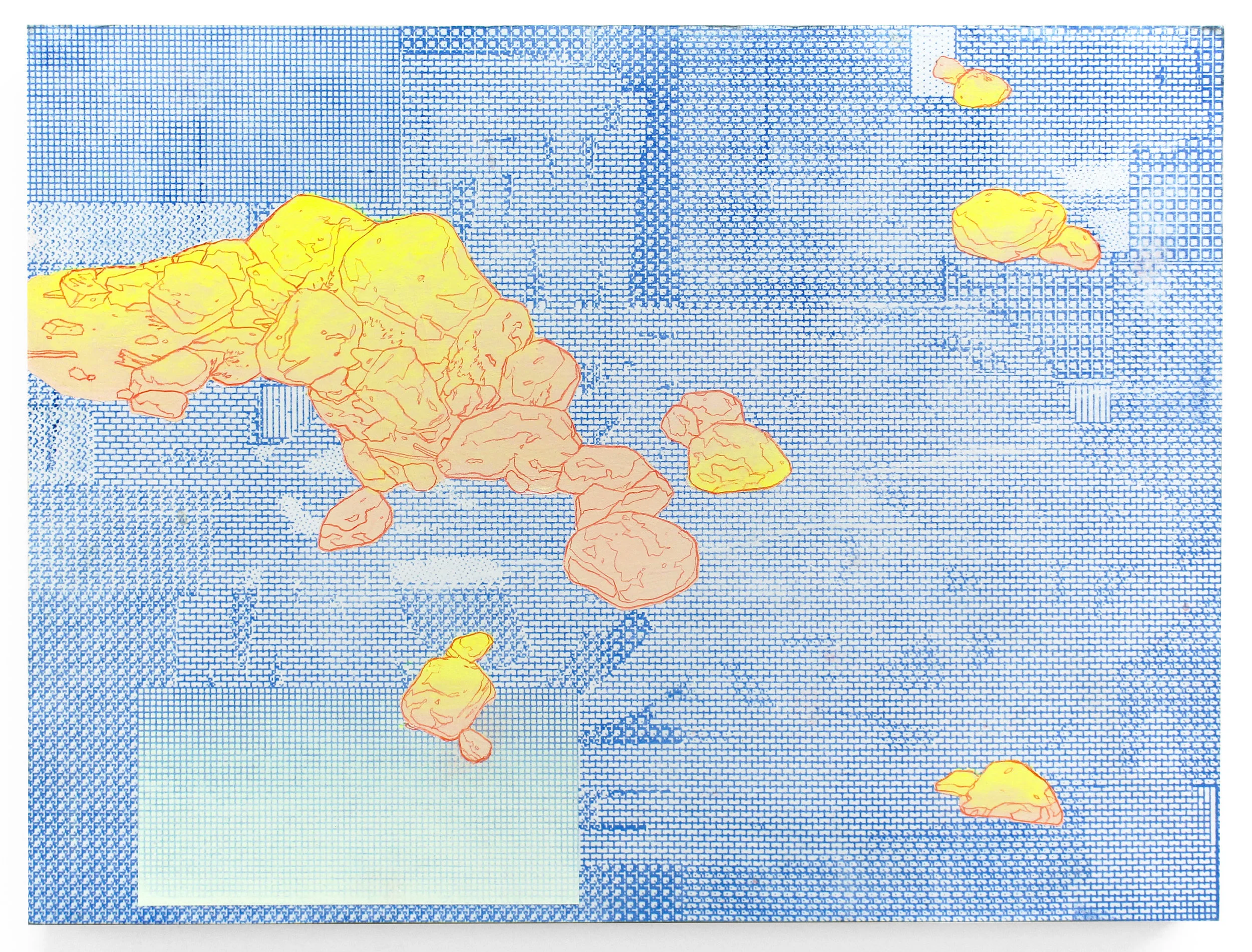 Diazo Spirit, Come Hither acrylic, colored pencil, lithograph print mounted on panel 14 x 10.5 x 1 in 2018