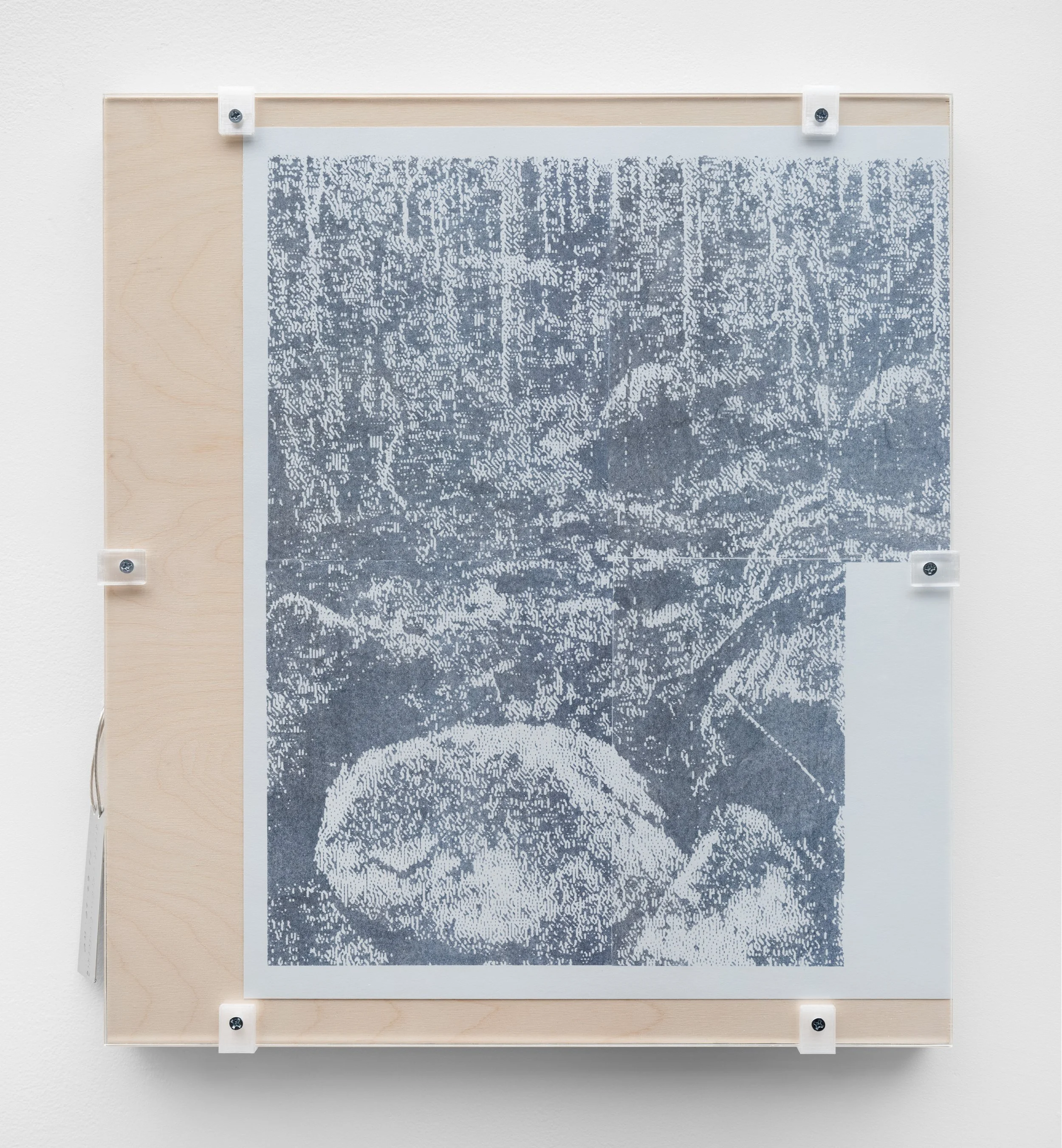   save.ditto10_kk.25_01  Pigment transfer on wood, PETG, plexiglass, aluminum tag 18.25 x 16.25 x 1.125 inches 2026 