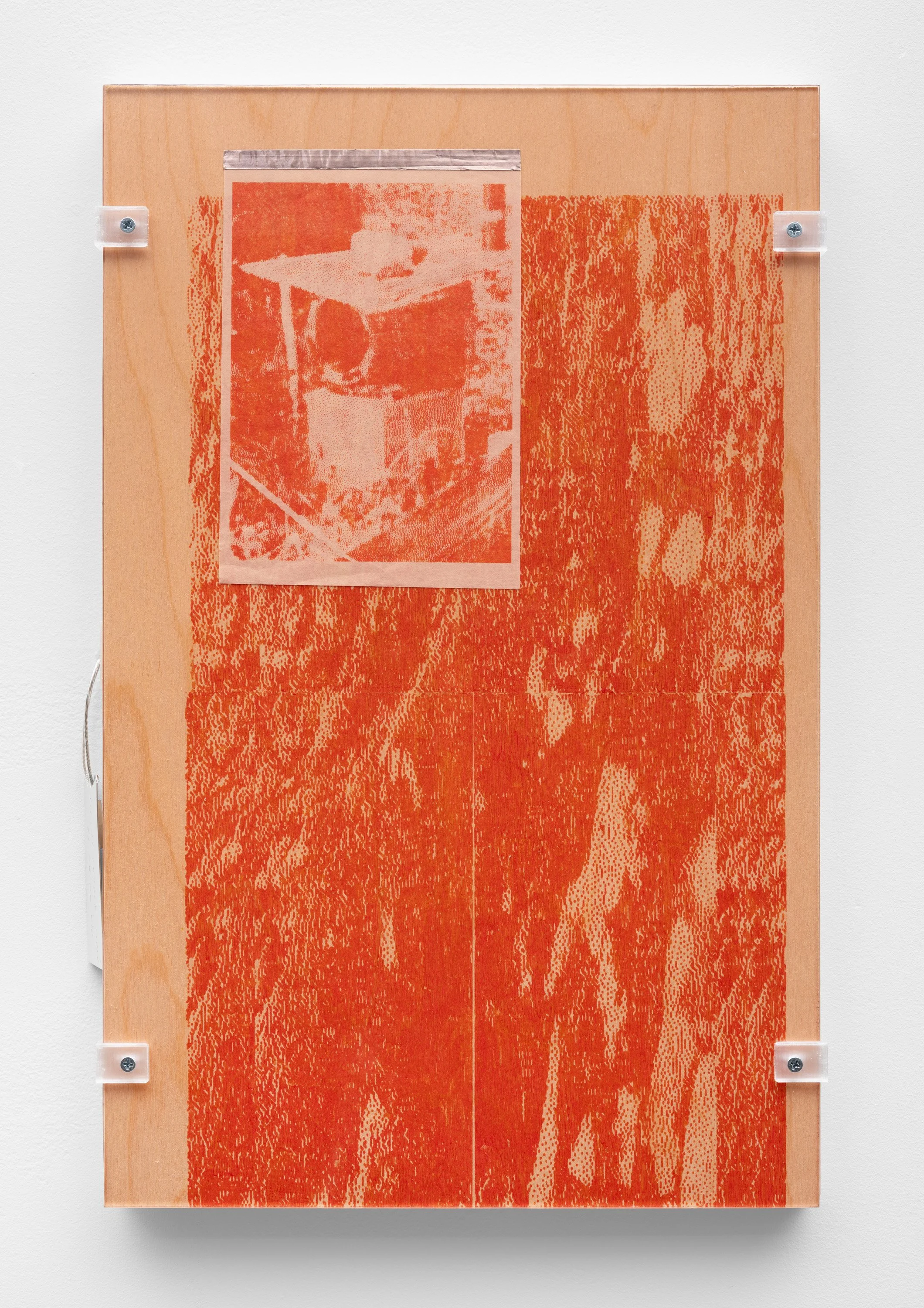   save.ditto8_kk.25_01  Pigment transfer on wood, PETG, aluminum tag, plexiglass 19.125 x 12.25 x 1.125 inches 2026 