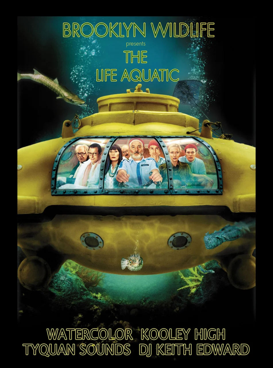 brooklynwildlife :
THURSDAY, AUG 25TH K&M Bar 225 N 8th St (between Hinckley Pl & Turner Pl)Brooklyn, NY 11211 Brooklyn Wildlife presents … Life Aquatic.. A Wes Anderson inspired Dance party. Come enjoy a night of live hip hop from Watercolor, Tyquan Sounds and Kooley high… dance sets from Dj Keith Edward and special guests DJs and freestyle jam session to start the night… oh and bubbles.. The theme is Life Aquatic.. the Wes Anderson movie.. discounts and drink specials for anybody that comes as their favorite character from a Wes Anderson movie.. or if you wear a swimsuit. Photos by Eat the Cake NYC More performers to be announced. Watercolor - http://watercolor.bandcamp .com/ Tyquan - http://soundsquiat.tumblr .com/ Kooley High - http://www.kooleyhigh.com/ Dj Keith Edward - http://www.mixcloud.com/KeithEdward/ Here is a link to the bar http://www.yelp.com/map/k-and-m-bar-brooklyn Any questions, send a note to bkwildlife@gmail.com and check us at http://brooklynwildlife.tu mblr.com/