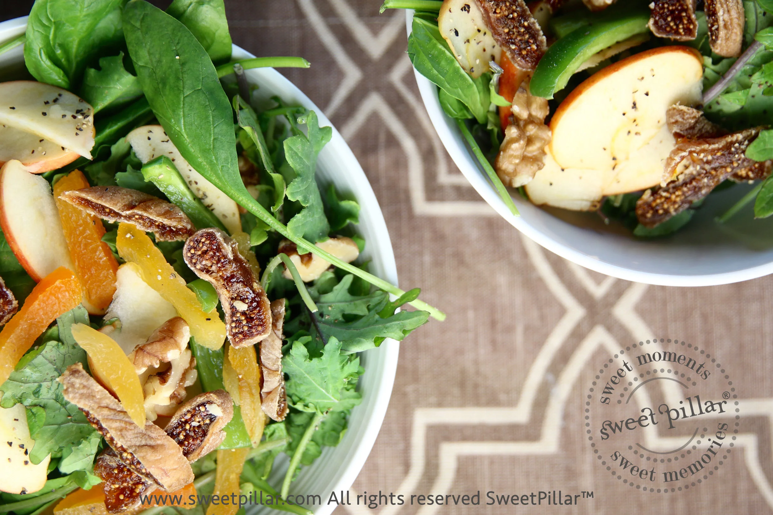 Chewy Dried Fig & Apricot Spinach Salad with 3 ingredient dressing!