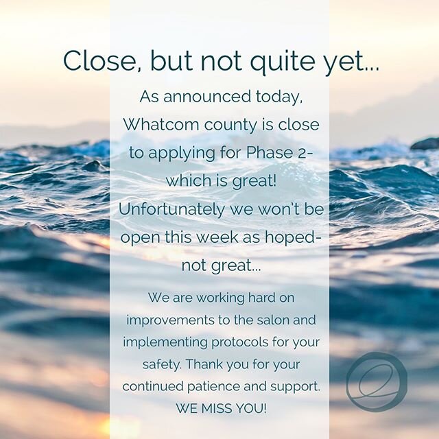 All appointments that were booked for this week 6/2-6/6 are cancelled, unfortunately. Without a road map, we&rsquo;re all a little bit lost at this point but hoping for clearance to Phase 2 and opening soon after.
We will contact you as soon as we kn