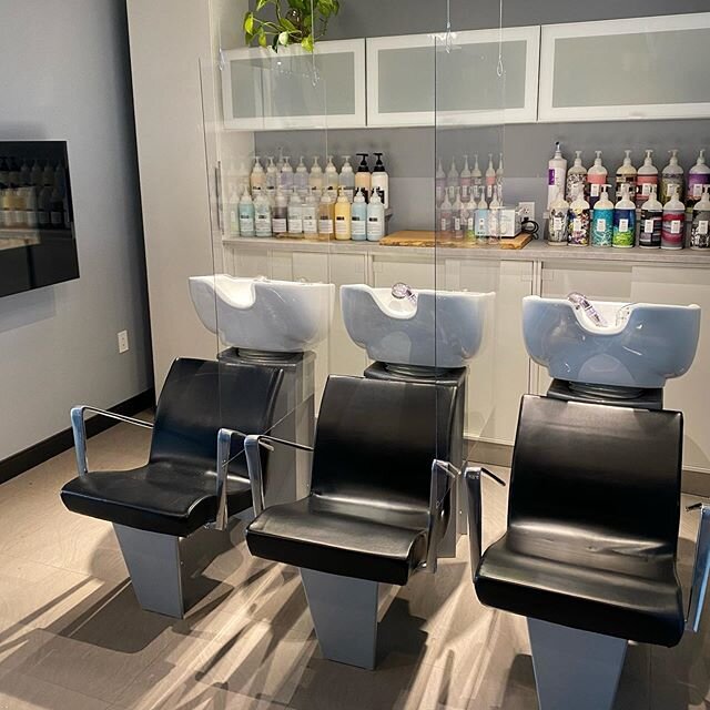 Salon refresh! New cabinetry and added barriers for your safety!
