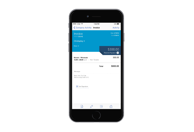 Taking orders with Quickbooks online on your mobile device.