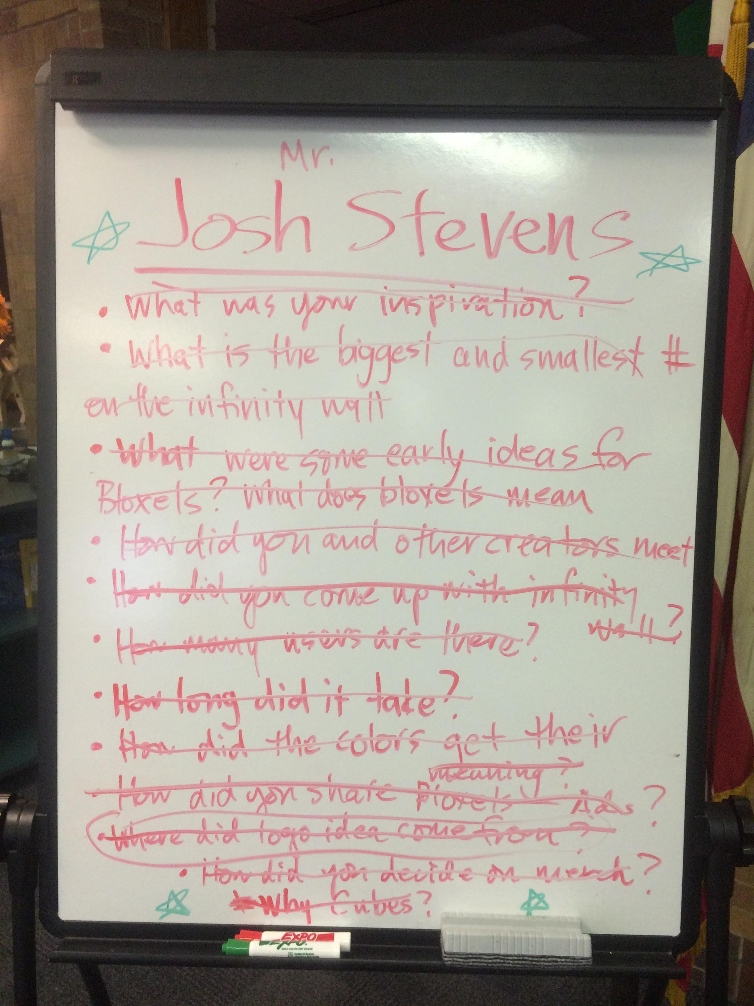 A list of questions for Josh to answer