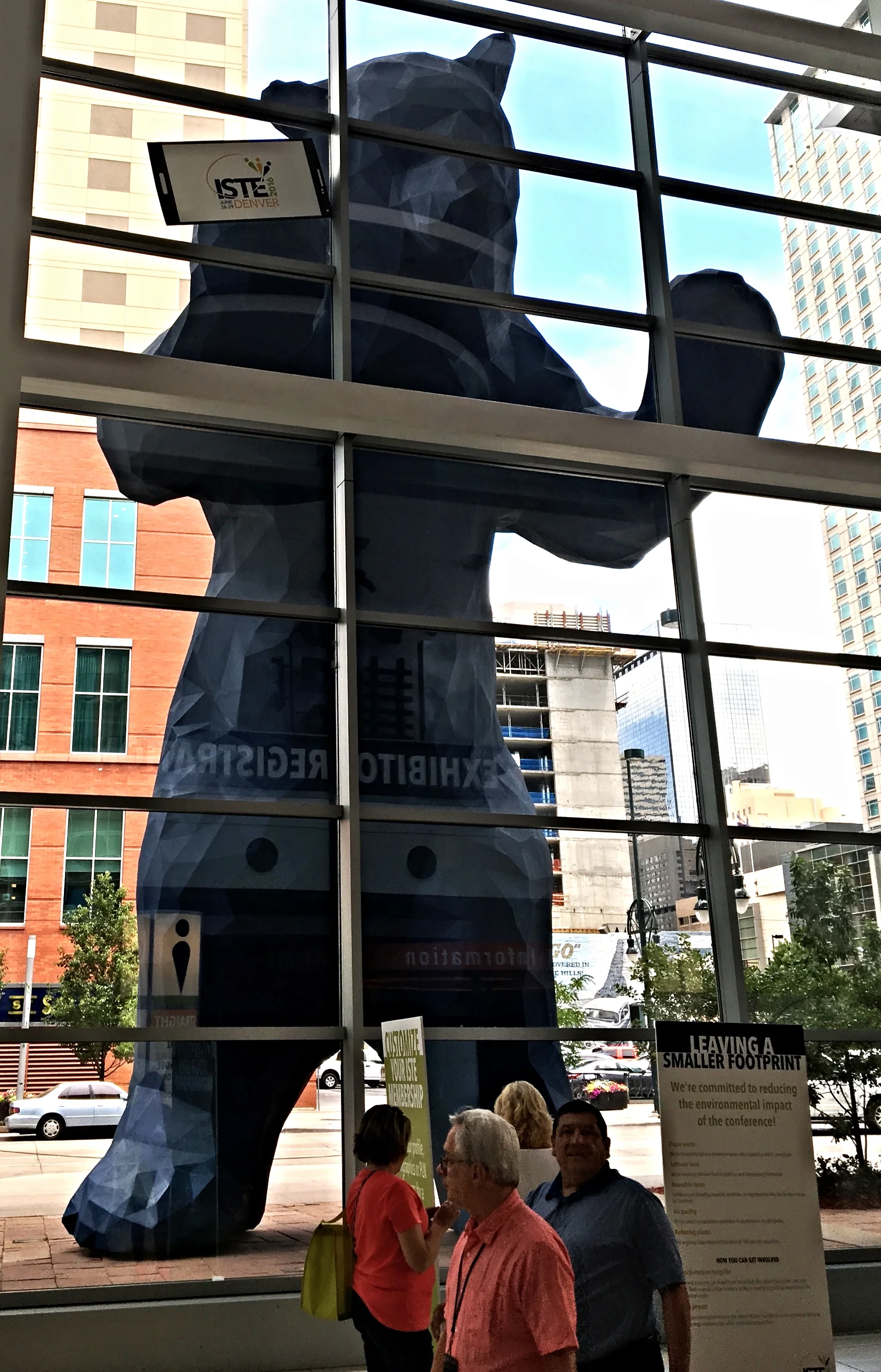 The ISTE bear was bummed he couldn't get in (he was too big to fit in the building).