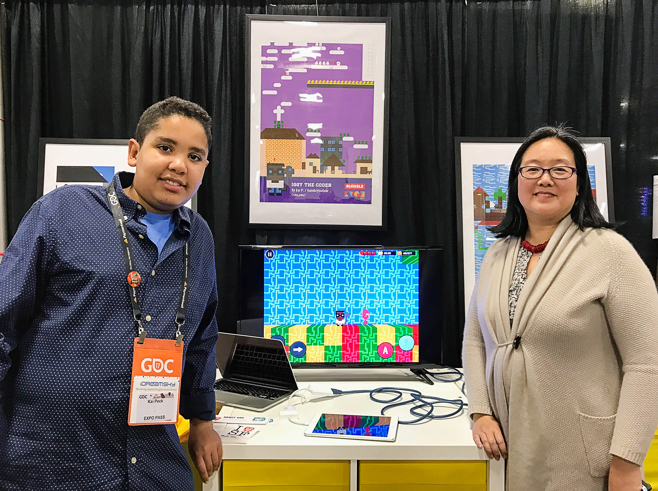 Carol Tang – KVGM Judge – of San Francisco's Children's Creativity Museum and our winner, Kai.