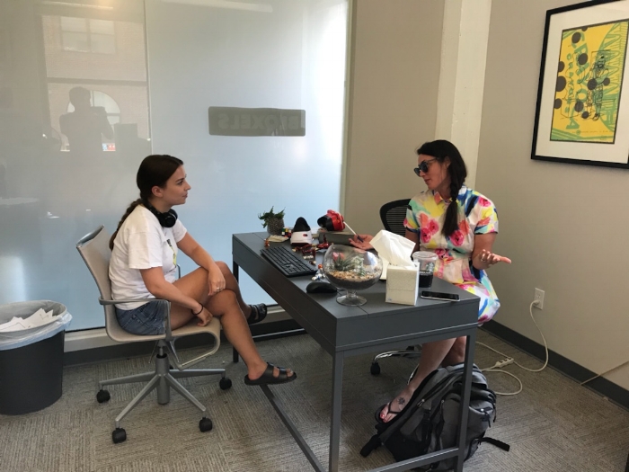 Amber and Lizzie getting some ISTE stuff done! 