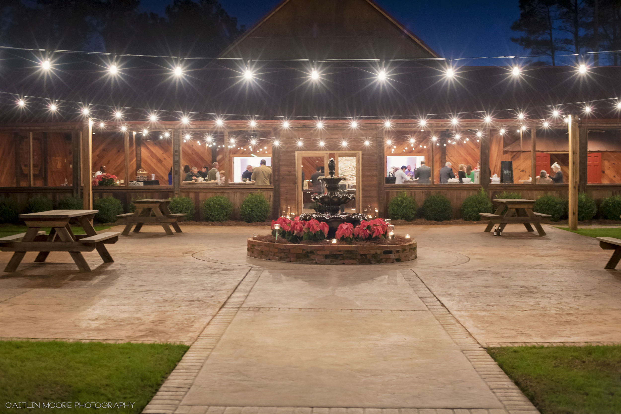 The Courtyard at Hidden Acres w/ New Bistro Lighting | Caitlin Moore Photography