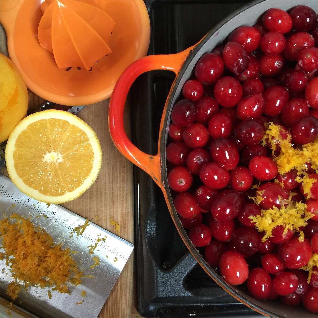 One of the new LeCreuset pots getting put to use for cranberry sauce this Thanksgiving. 