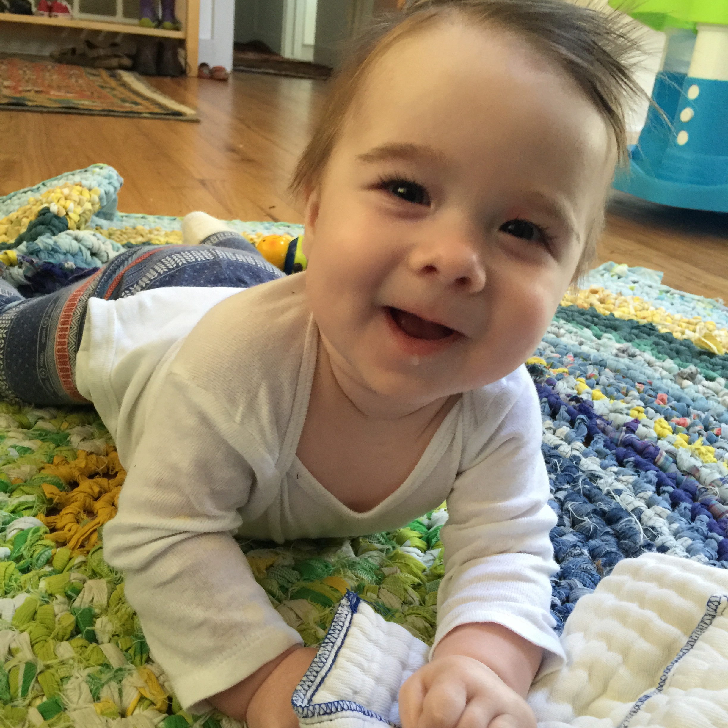 Julian at 7 months, extra drooly teething boy!