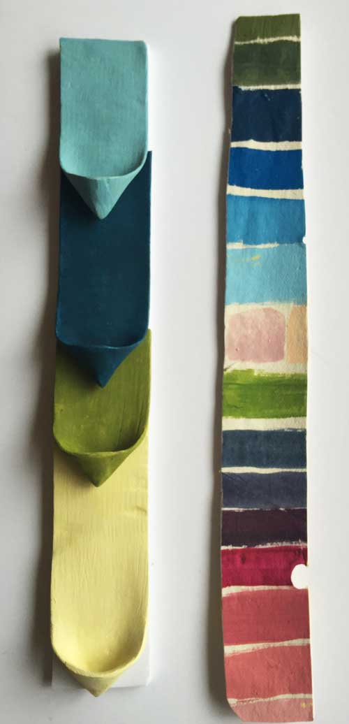 This sculpture sample included a color swatches of the range of colors the client requested for the project. I kept half and sent the other to the client. 