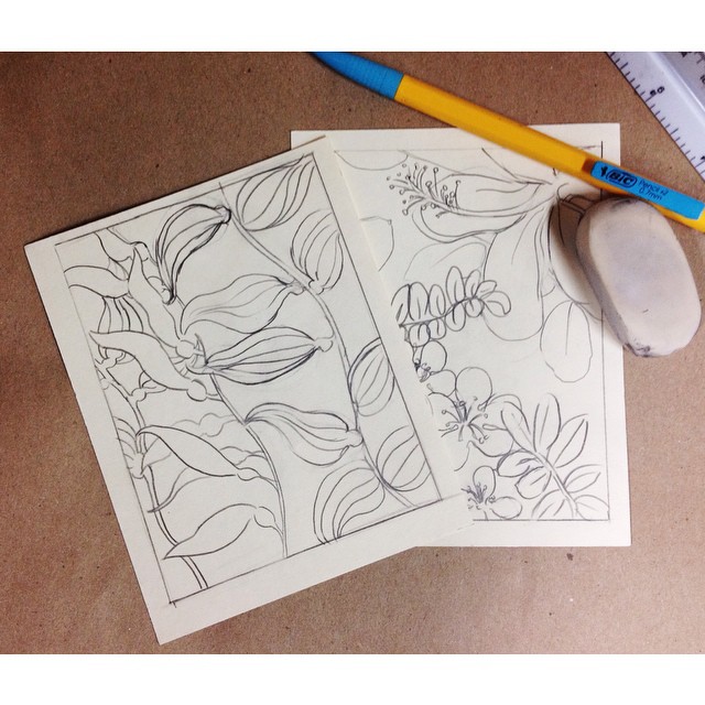 A small, hand drawn sketch for a potential custom painting.