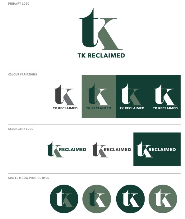 TK Reclaimed logo types