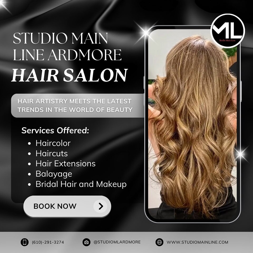 Welcome to Studio Main Line Ardmore, where hair artistry meets the latest beauty trends! 💇&zwj;♀️✨ From haircolor to hair extensions, balayage to bridal hair and makeup, we've got you covered. Book your appointment now for a transformative salon exp