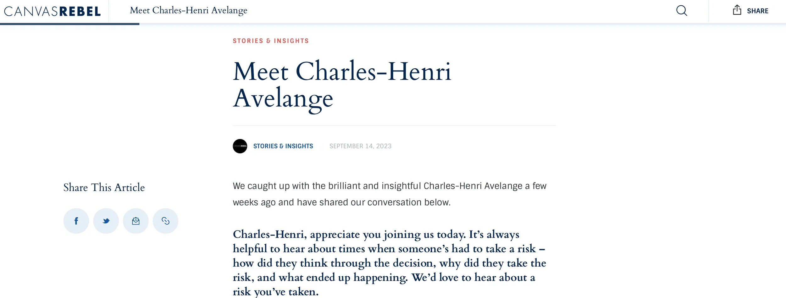 PRESS: Canvas Rebel - Meet Charles-Henri Avelange