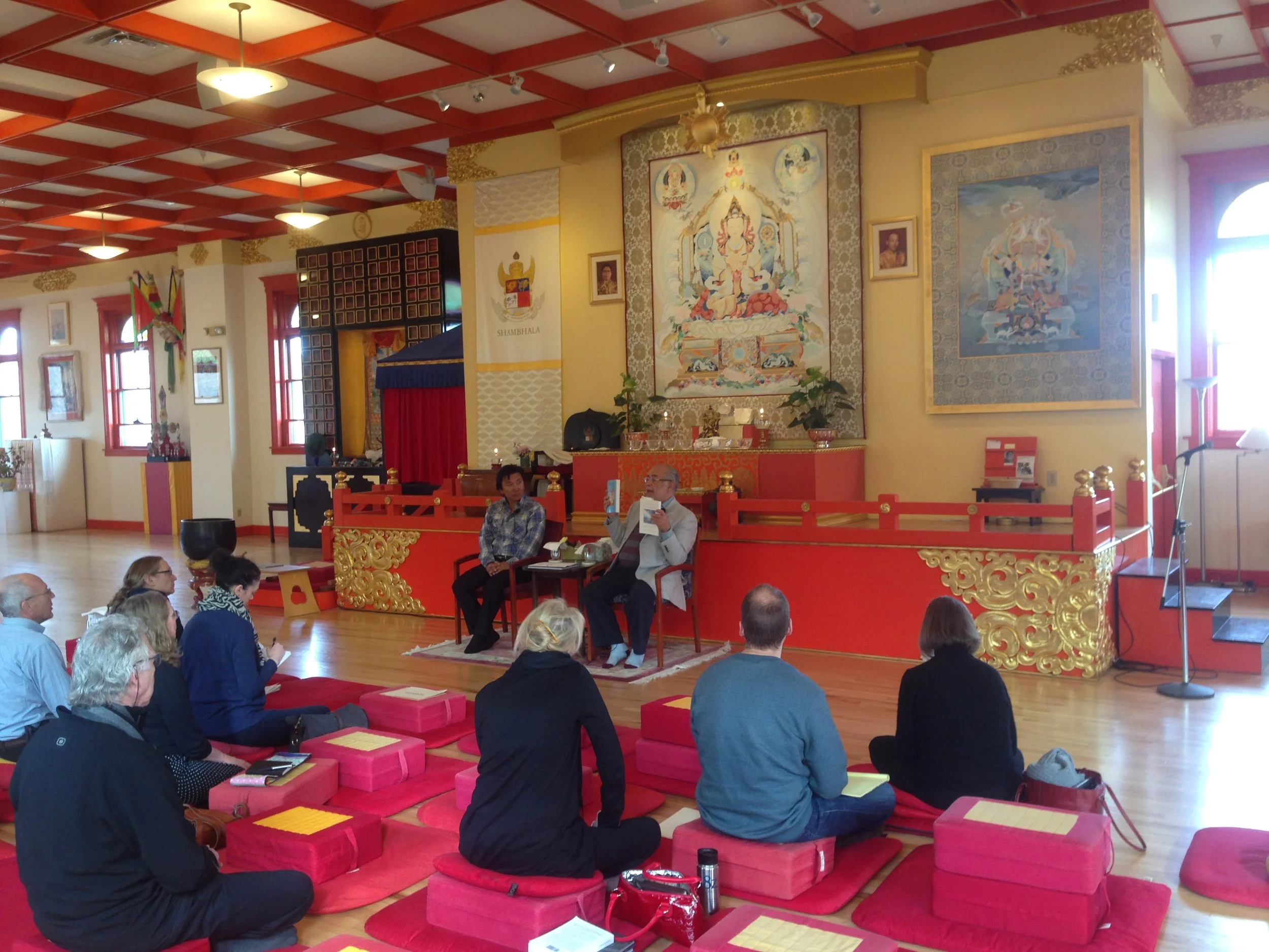 Pema Namdol and Samuel Bercholz teaching a bardo workshop, Boulder Shambhala Center (2017)