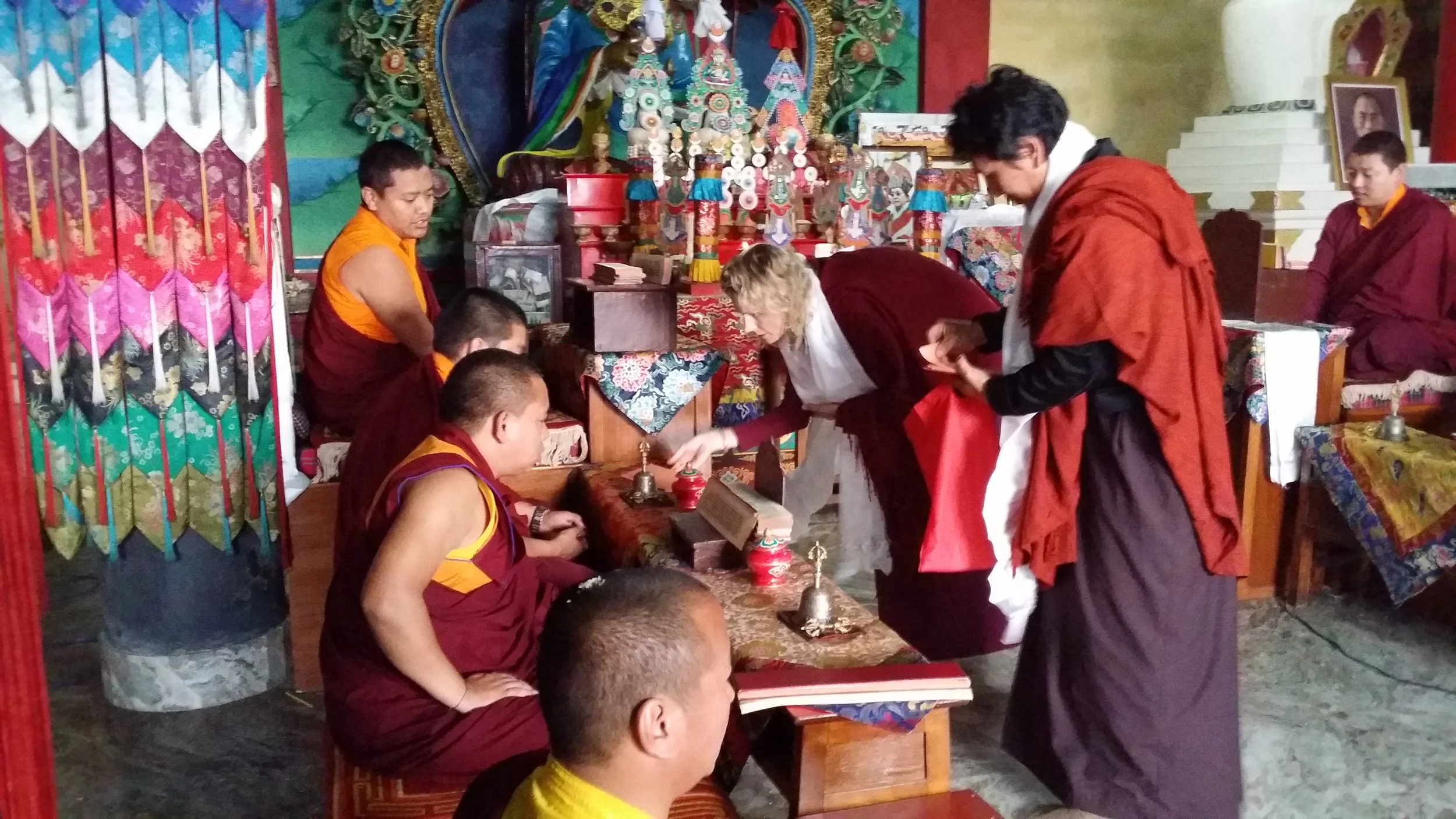 Making offerings to Zangdok Palri Monastery, Kalimpong, India