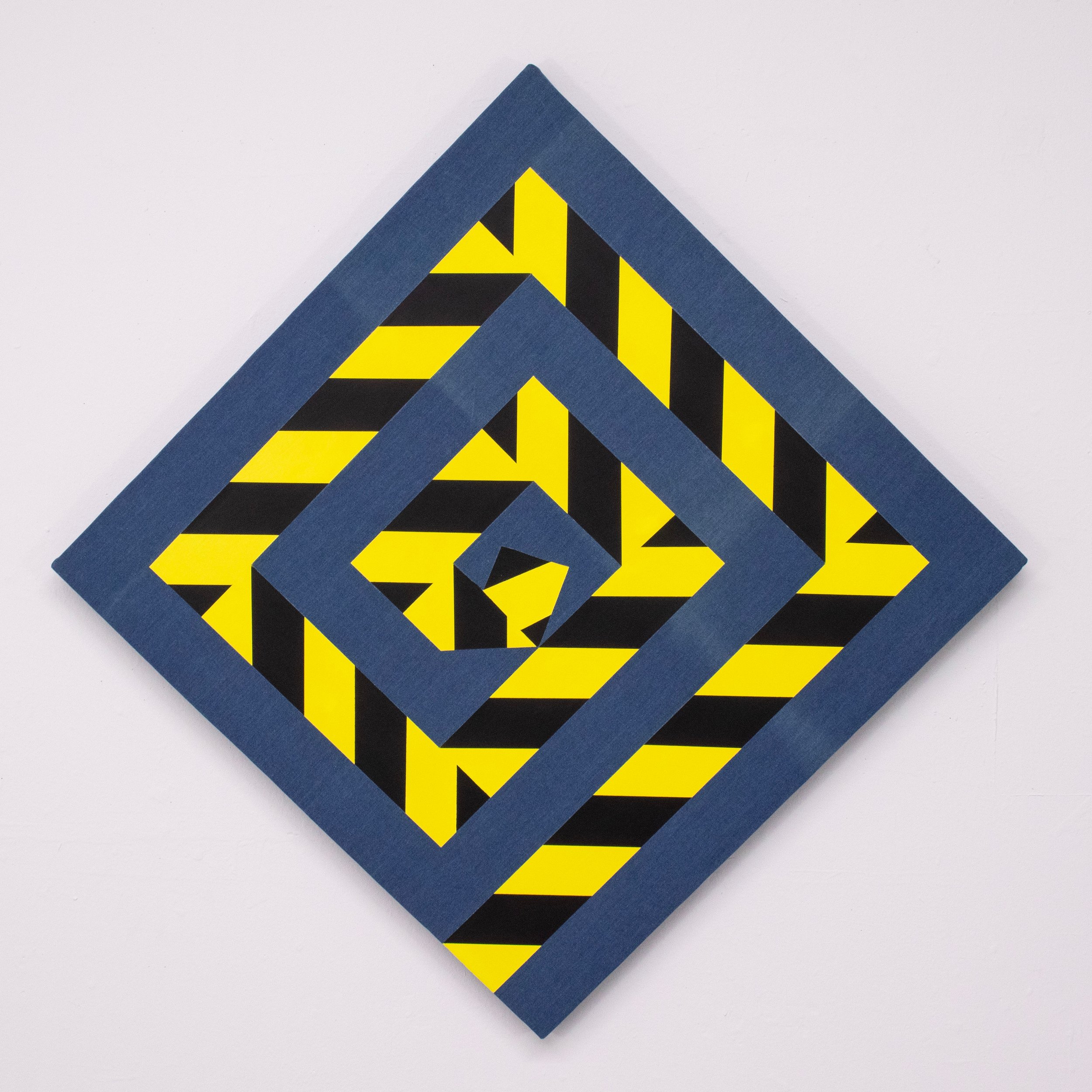 'Ouroboros' 2025, Acrylic on Denim, 30 x 30 x 1.5 in 