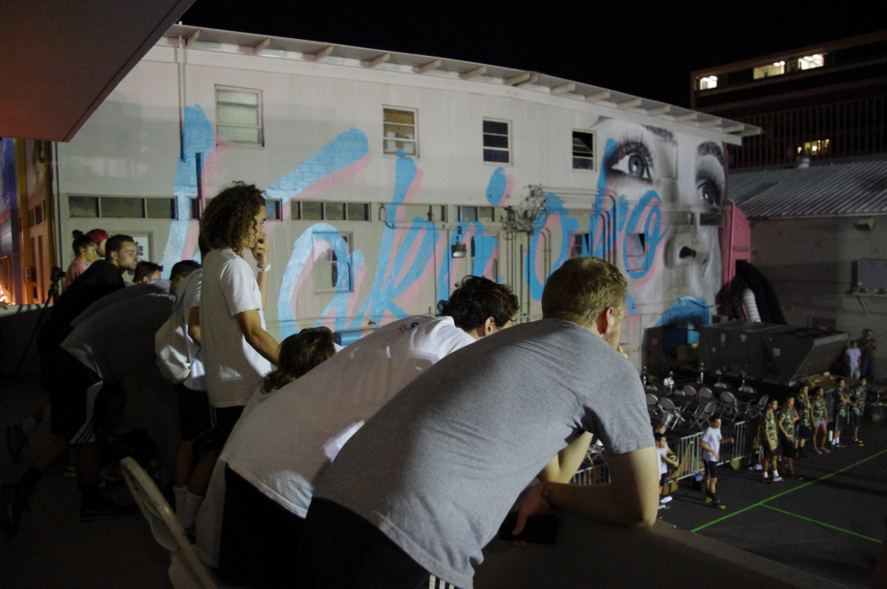 Locals watching a game of futsal at the Honolulu Night Market | Photo by Linda Domingo