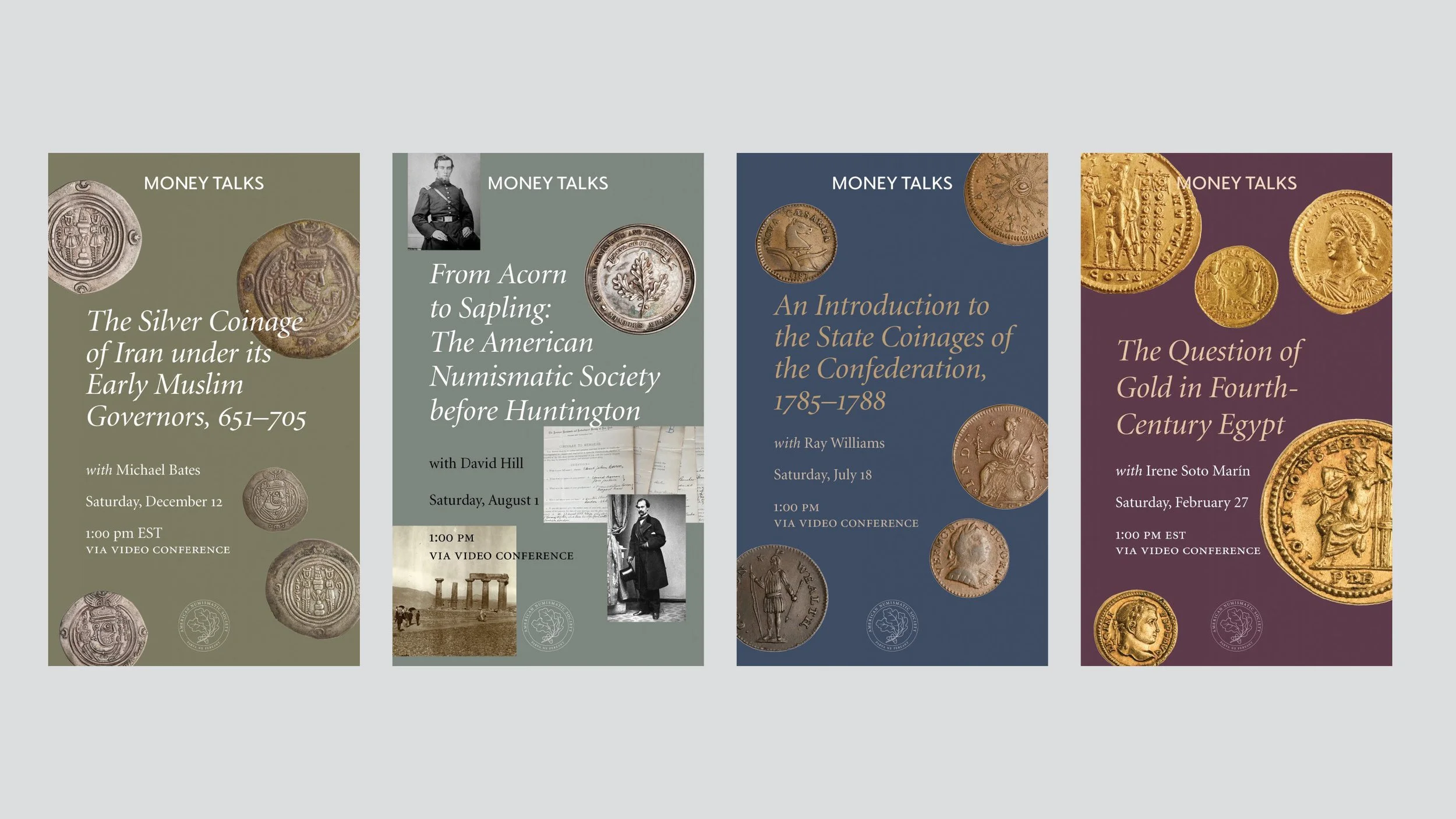 Posters for Money Talks lecture series